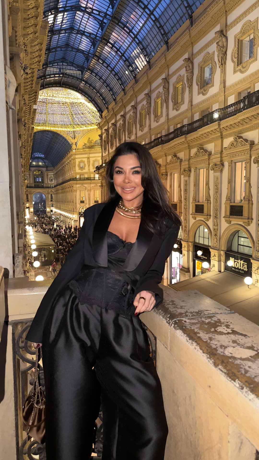 Kamila Verdiyeva at the Galleria Vittorio Emanuele II during Milan Fashion Week